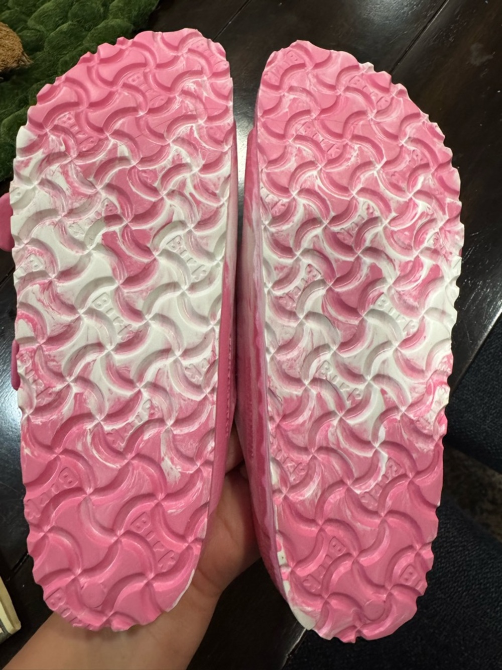 Birkenstock Arizona Essentials Slide Sandal in Pink and White - Picture 4 of 6